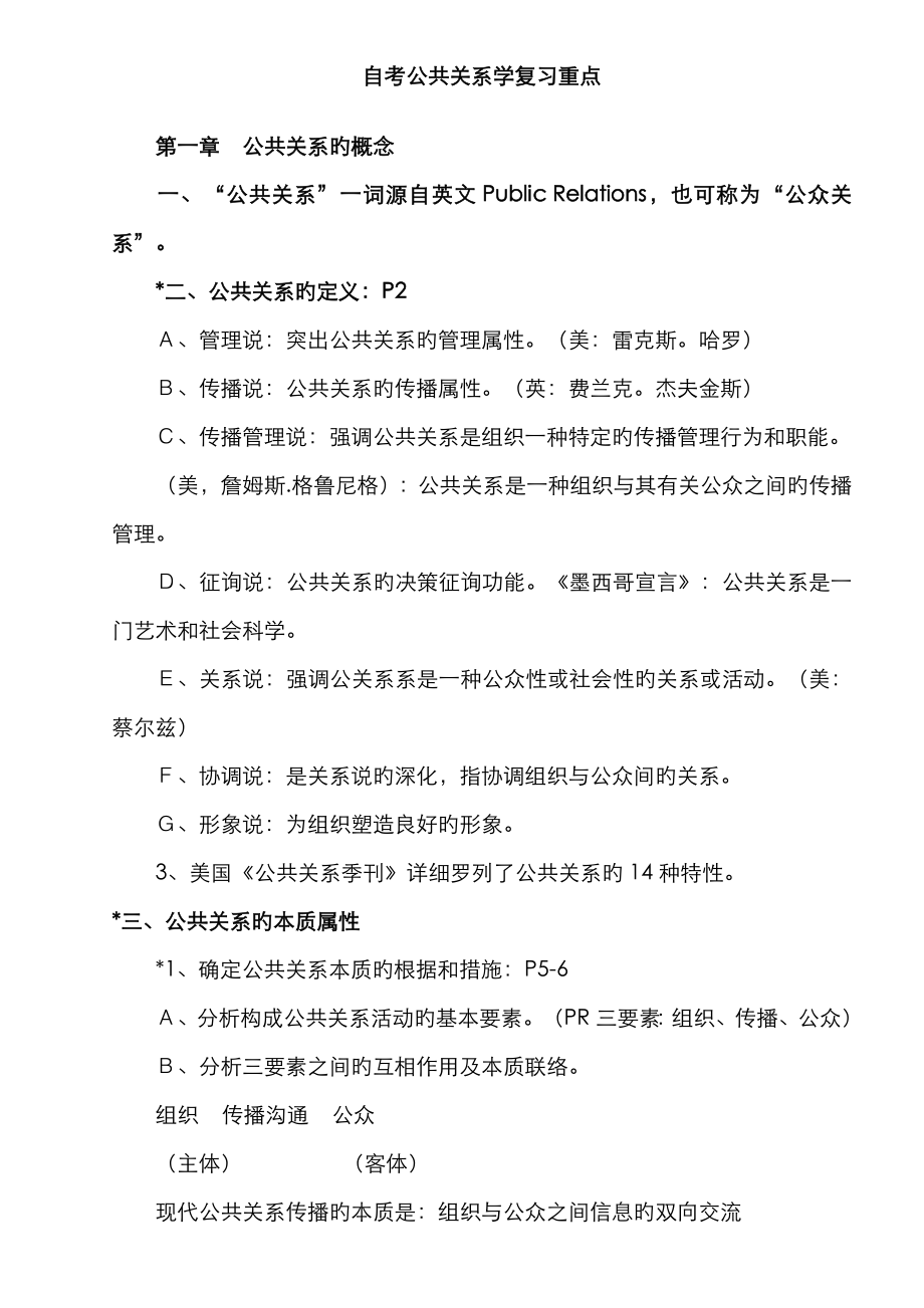 2022年自考公共关系学复习重点及名词解释.doc_第1页