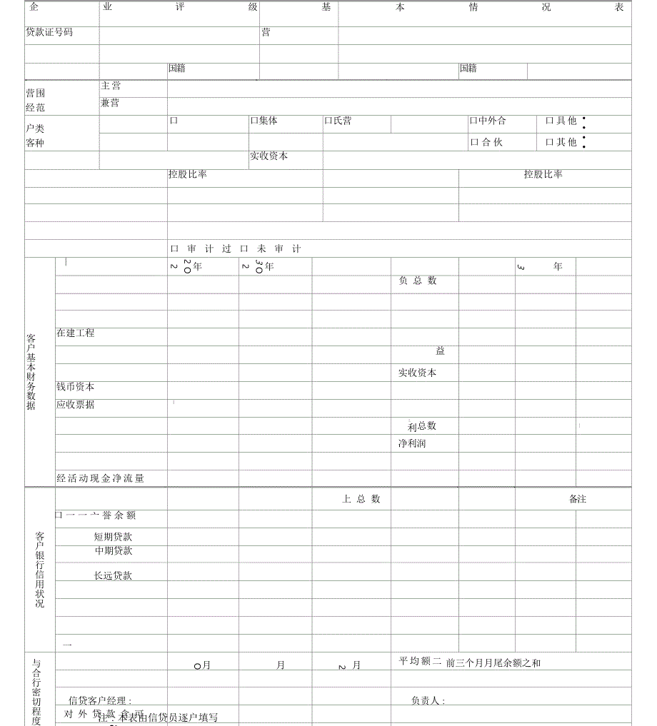 企业客户信用等级评定表格_第1页