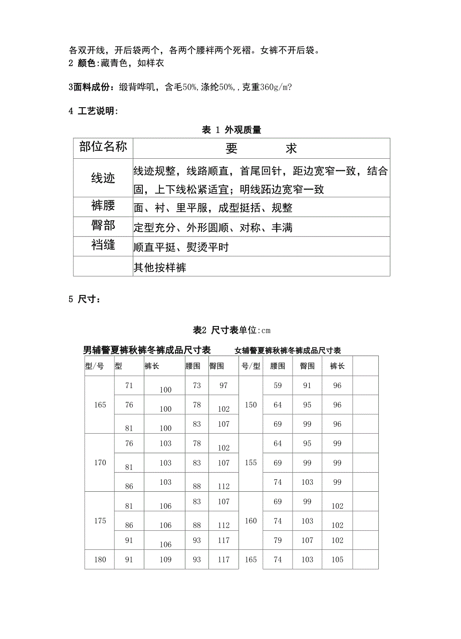 辅警制式服装采购内容及要求说明_第4页