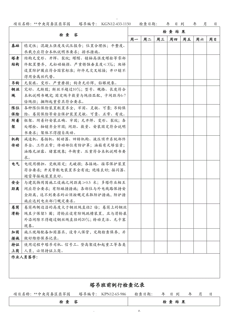 塔吊每日检查表_第2页