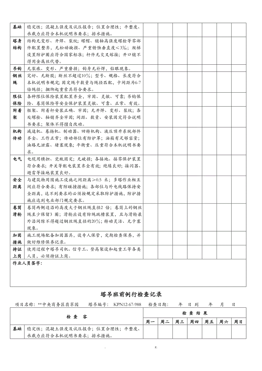 塔吊每日检查表_第4页