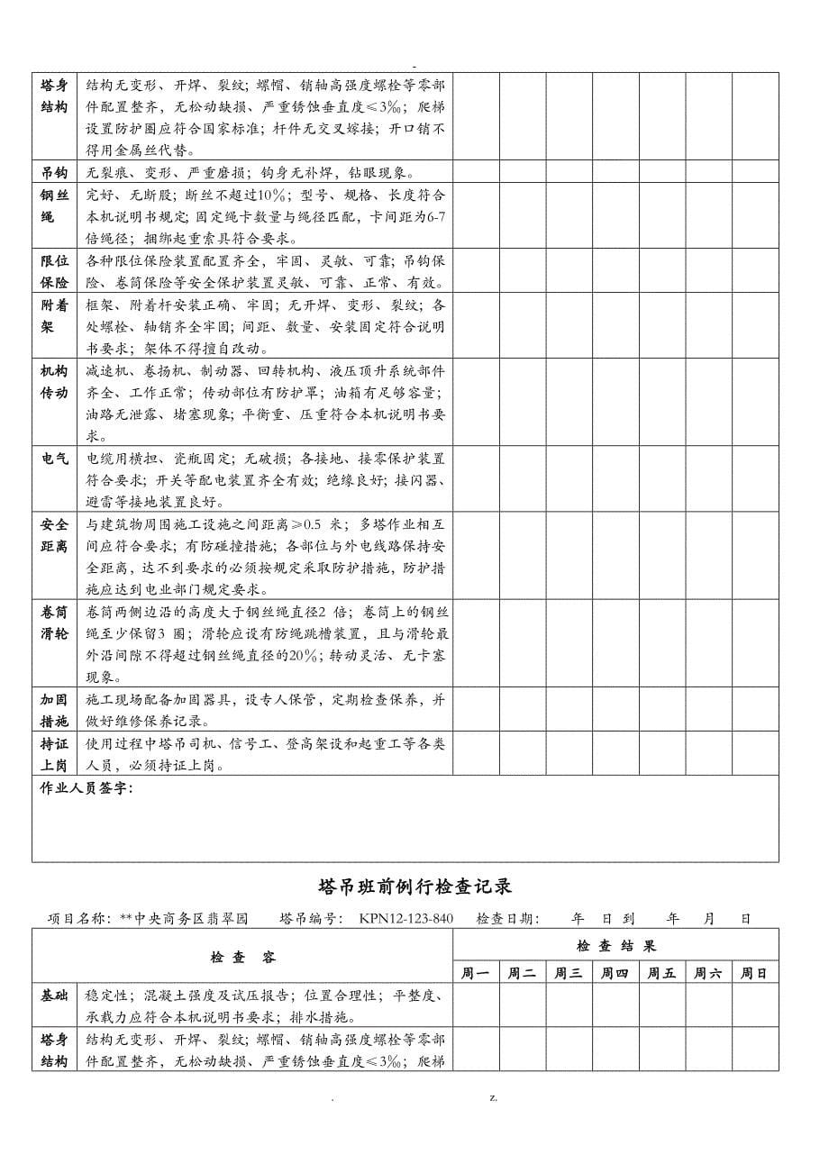 塔吊每日检查表_第5页