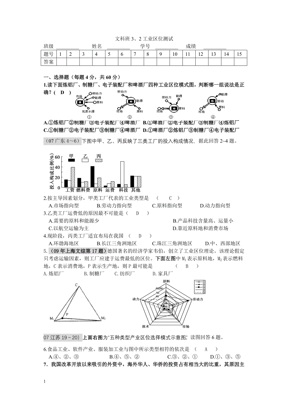 文科3、2工业测试答案（精品）_第1页