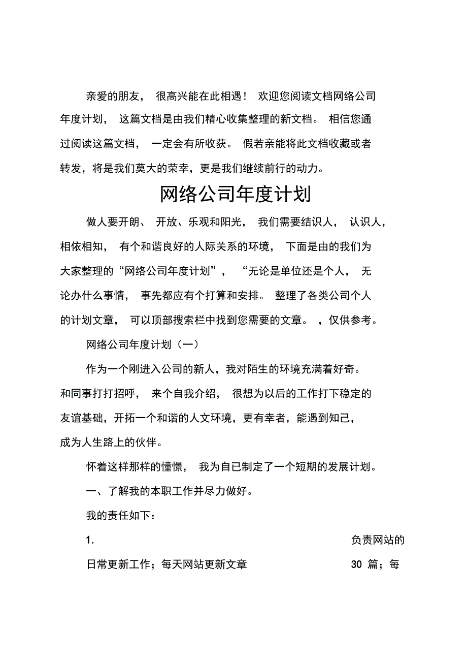 网络公司年度计划_第1页