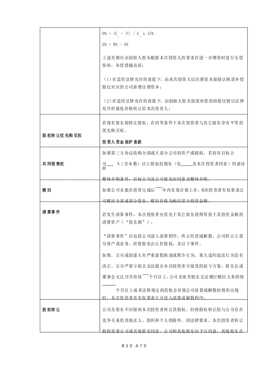 投资框架协议(TS)和批注讲解-投资机构专用_第2页