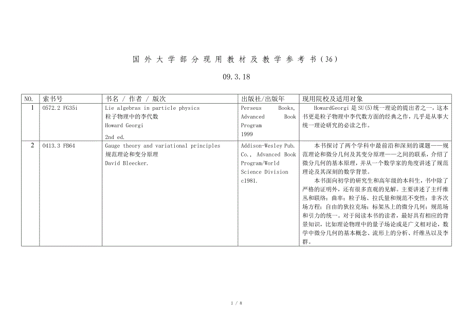 国外大学部分现用教材及教学参考书(36)_第1页