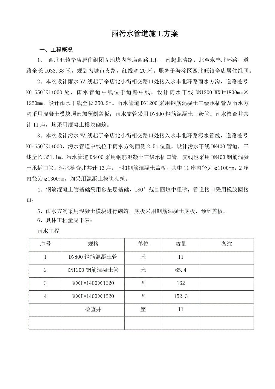 雨水污水管道施工方案工艺_第1页