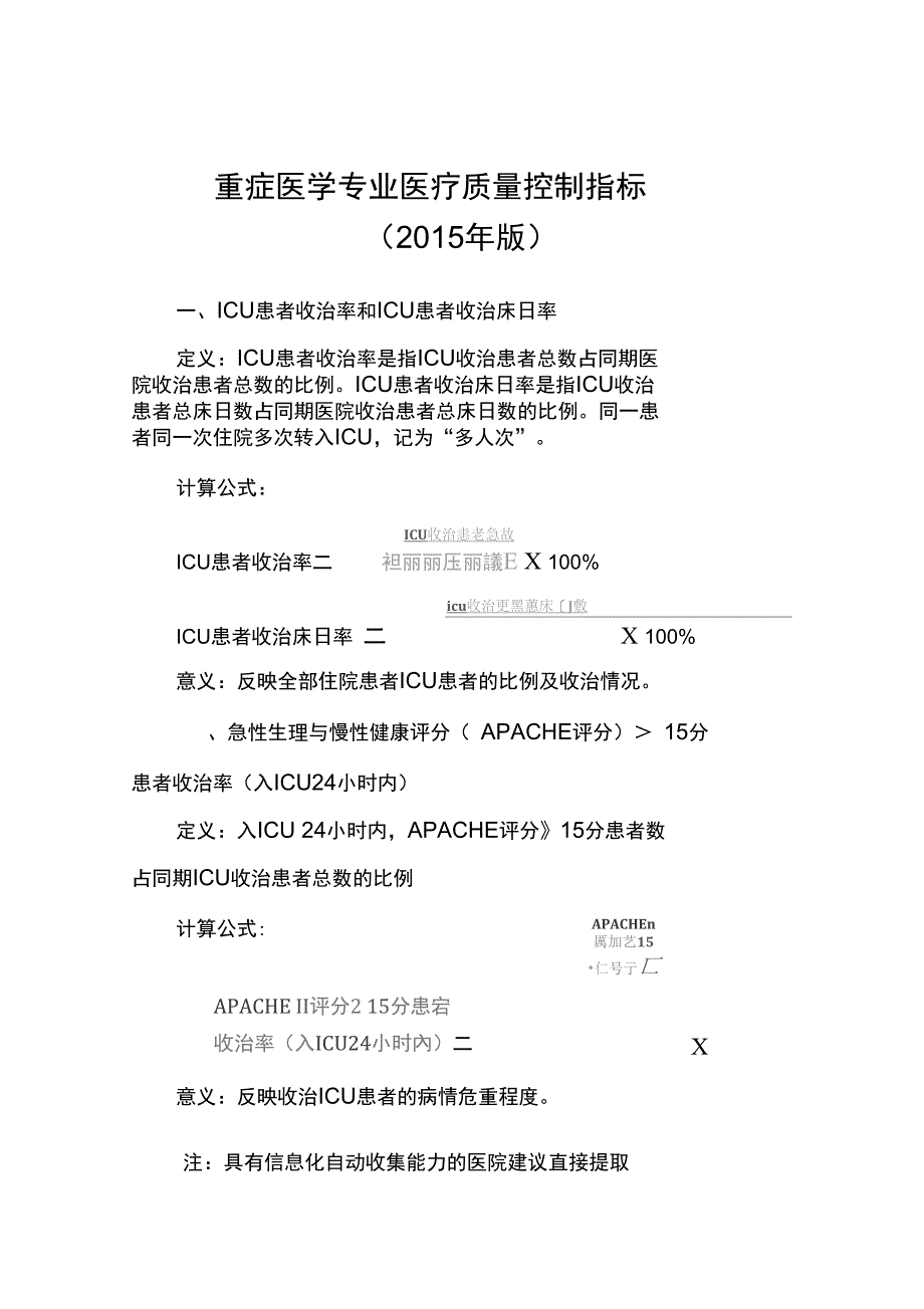 重症医学专业医疗质量控制指标_第1页