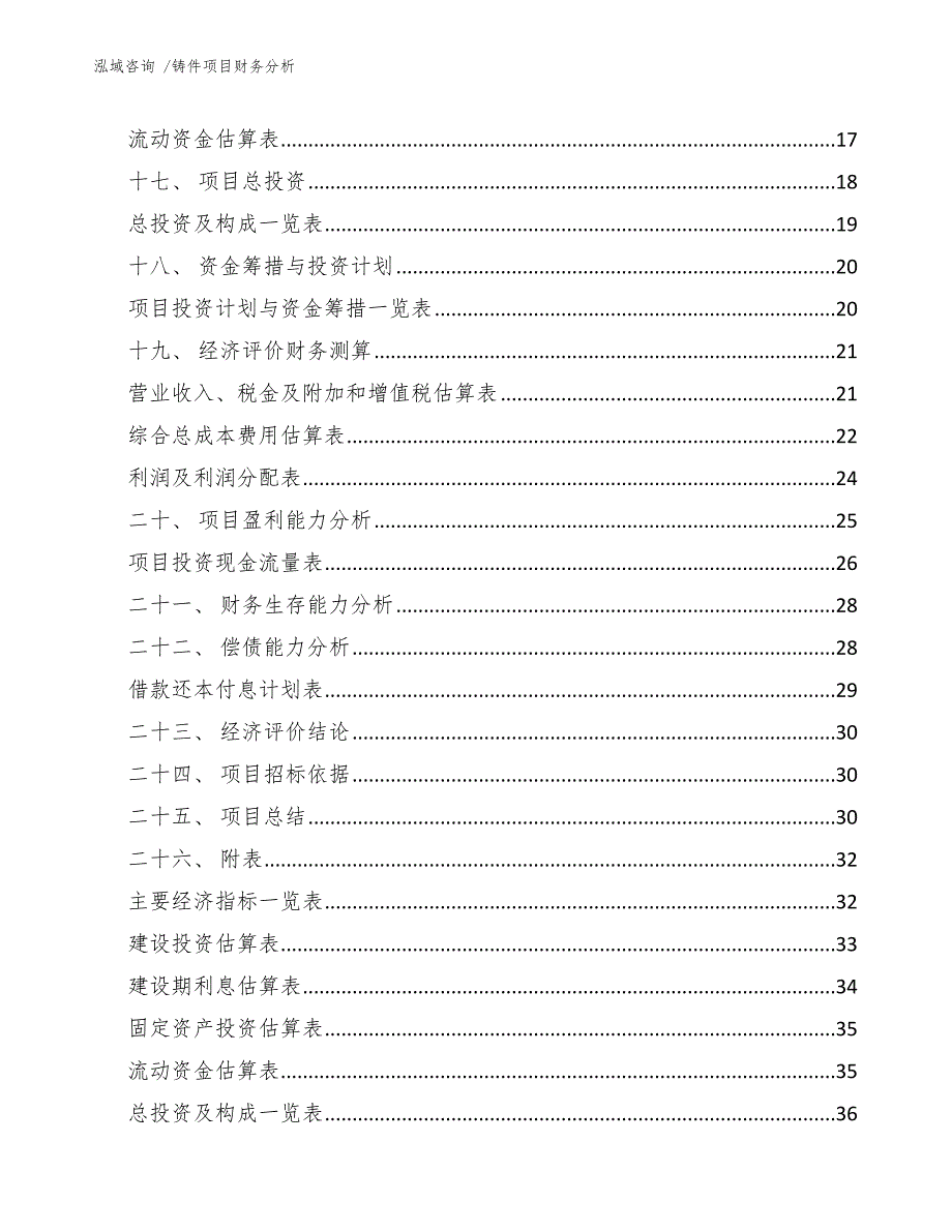 铸件项目财务分析（模板范本）_第2页