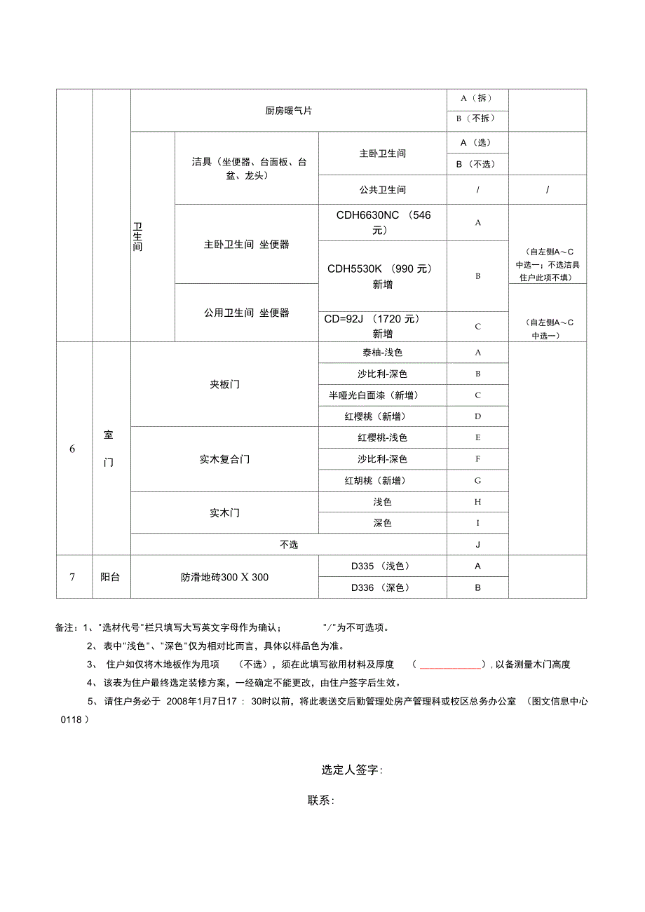 住宅装修选项表(边户型)_第2页