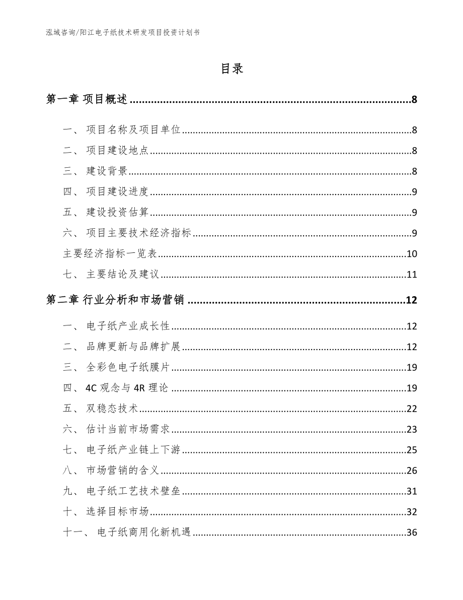 阳江电子纸技术研发项目投资计划书（模板范文）_第2页
