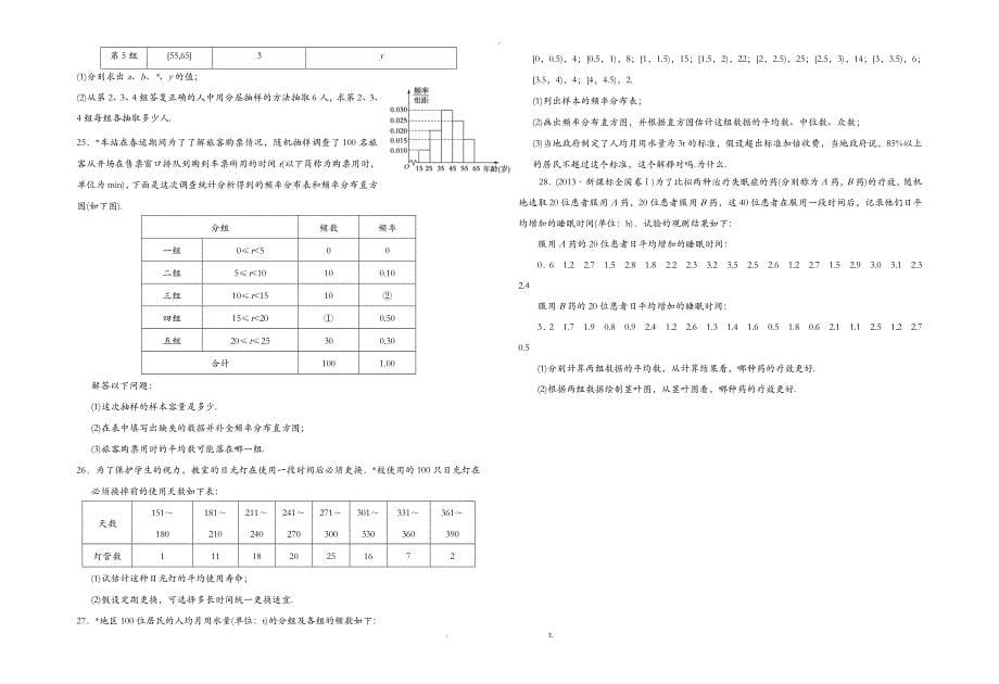 用样本估计总体的数字特征基础题学生用_第5页