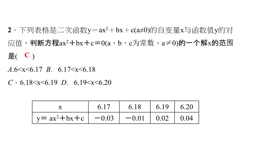 《利用二次函数的图象求一元二次方程的近似根》练习题课件_第4页