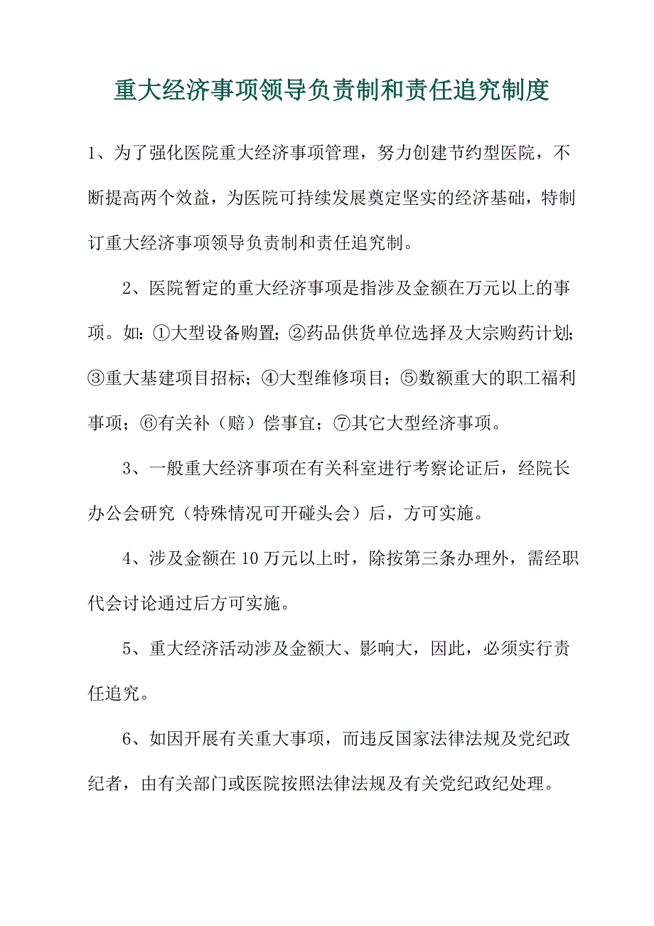 医院重大经济事项领导负责制和责任追究制度(建议财务科补充完善)_第1页