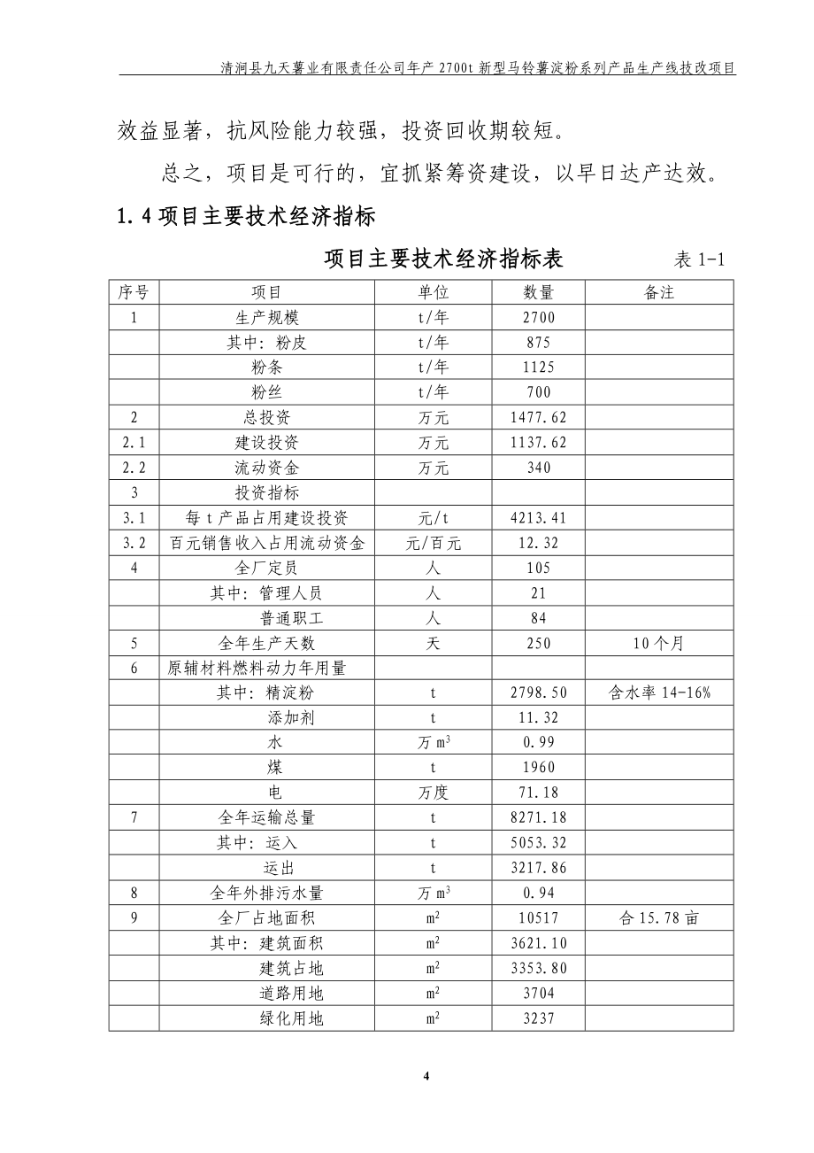 2700吨马铃薯淀粉制品技改项目投资可行性报告.doc_第4页