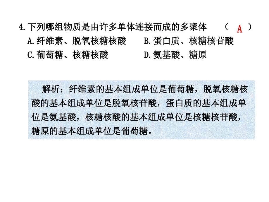 金版方案高考生物人教版一轮复习练案课件第3讲核酸糖类和脂质共23张PPT_第5页