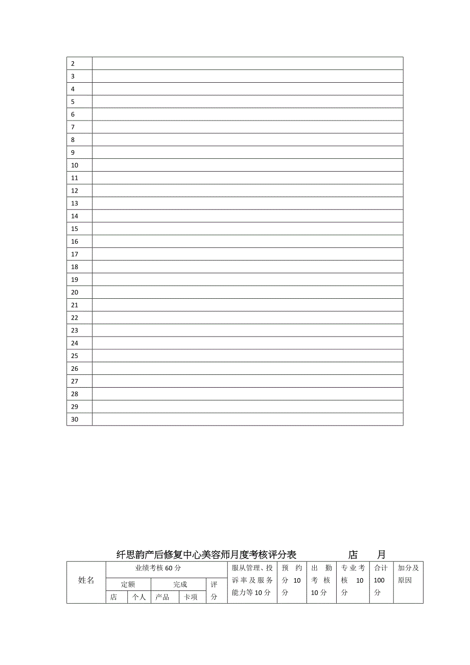 美容院内各种表格模板_第3页