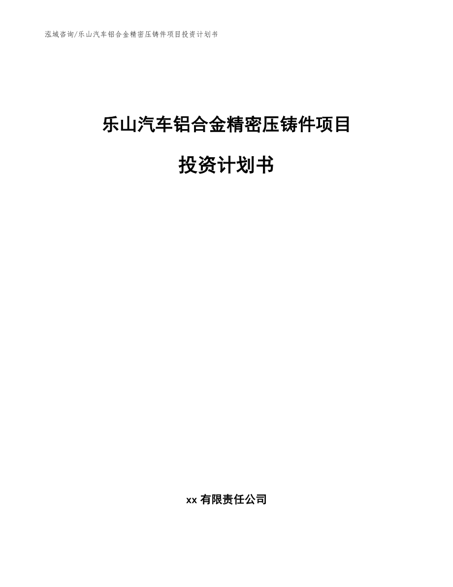 乐山汽车铝合金精密压铸件项目投资计划书模板_第1页