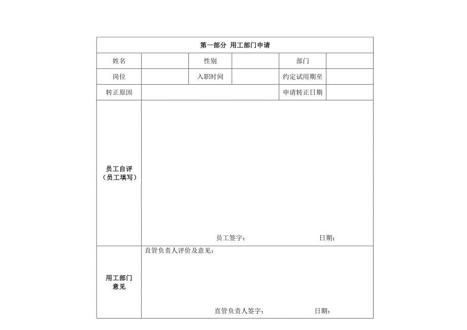 试用期表格（试用期员工考核评价表）_第5页