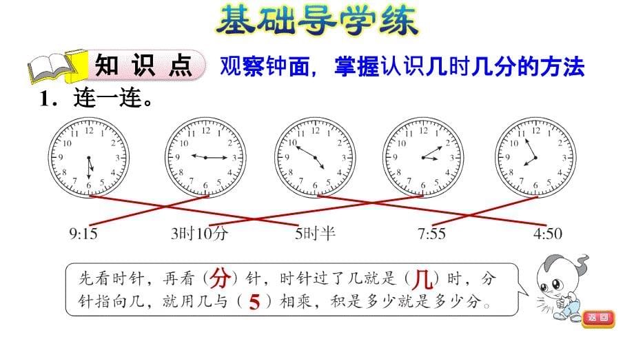 二年级上册数学习题课件第2课时认识几时几分E38080人教版共9张PPT_第5页