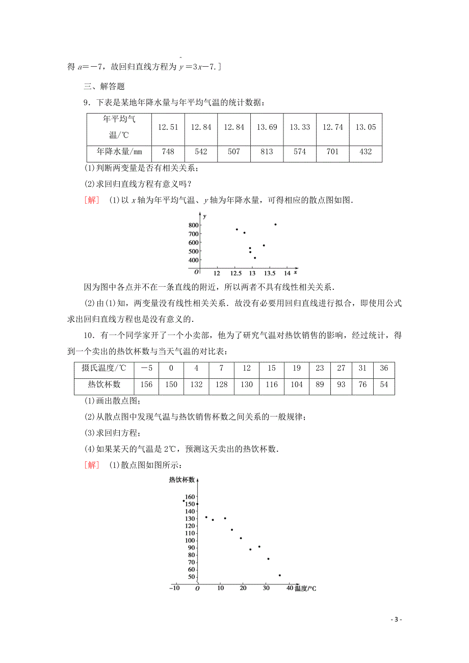 2019-2020学年高中数学 课时分层作业8 线性回归方程（含解析）苏教版必修3_第3页