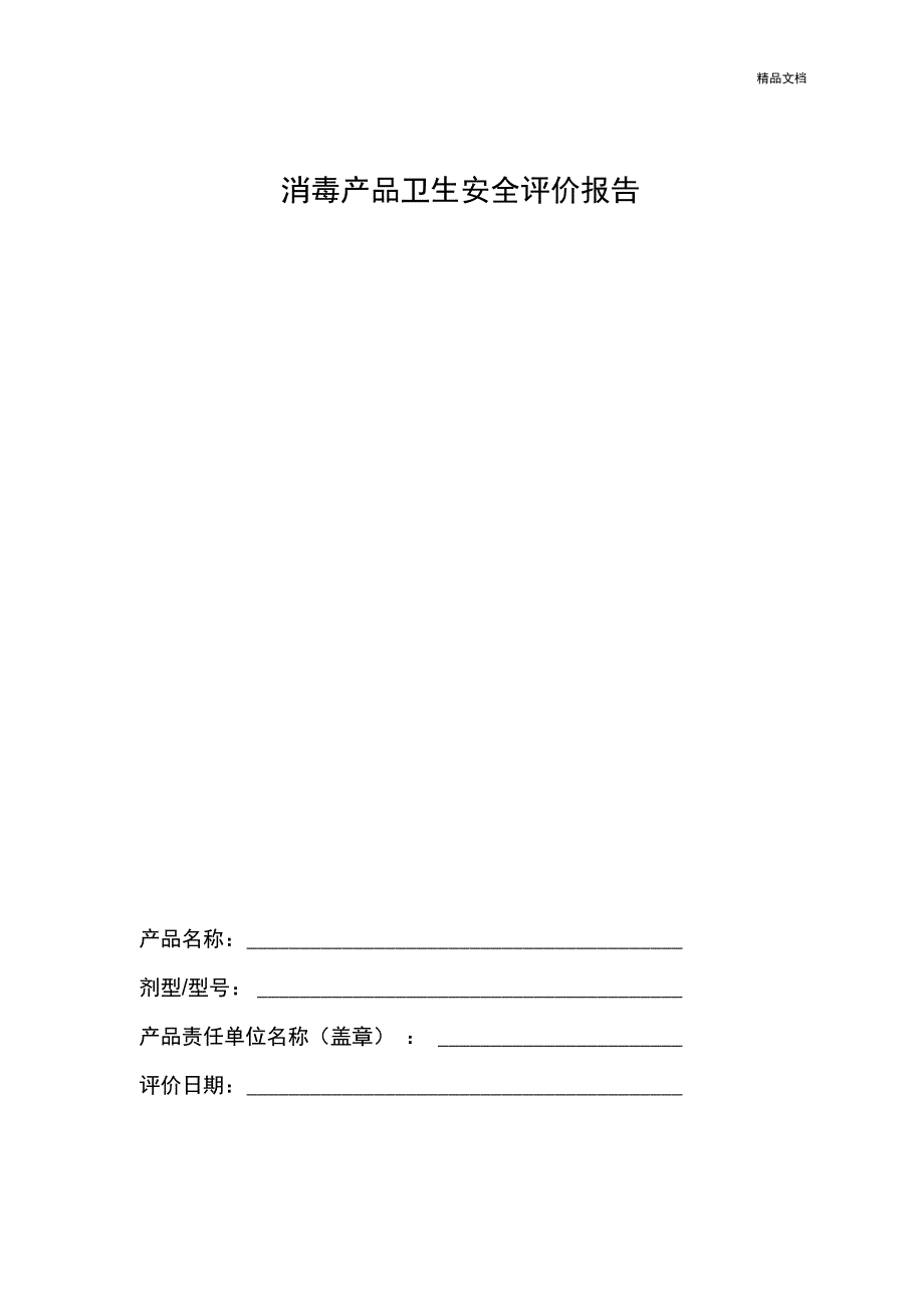 消毒产品卫生安全评价报告模板_第1页