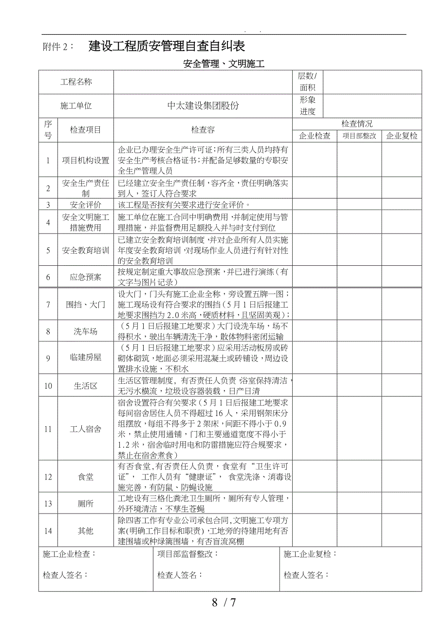 建设工程质量安全管理自查自纠表_第1页