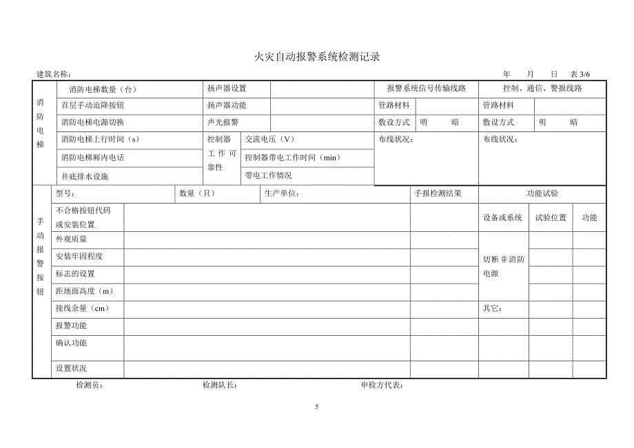 建筑消防设施检测记录表_第5页