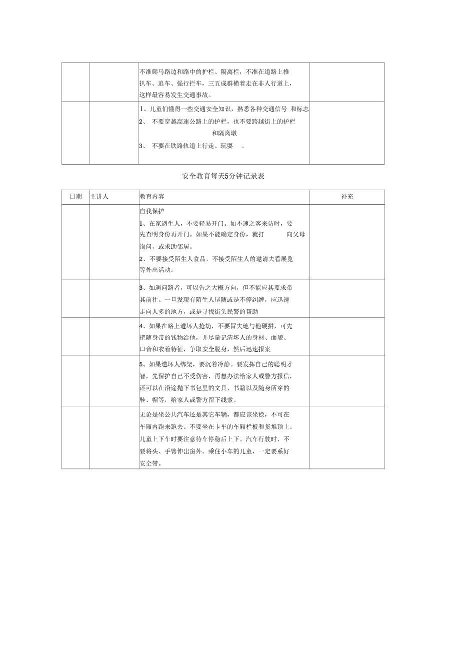 安全教育每天分钟记录表常用_第5页