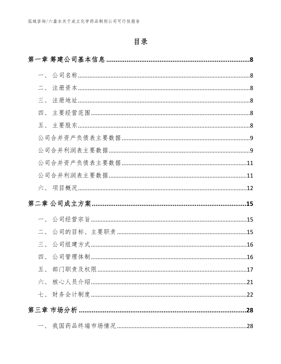 六盘水关于成立化学药品制剂公司可行性报告_模板范本_第2页