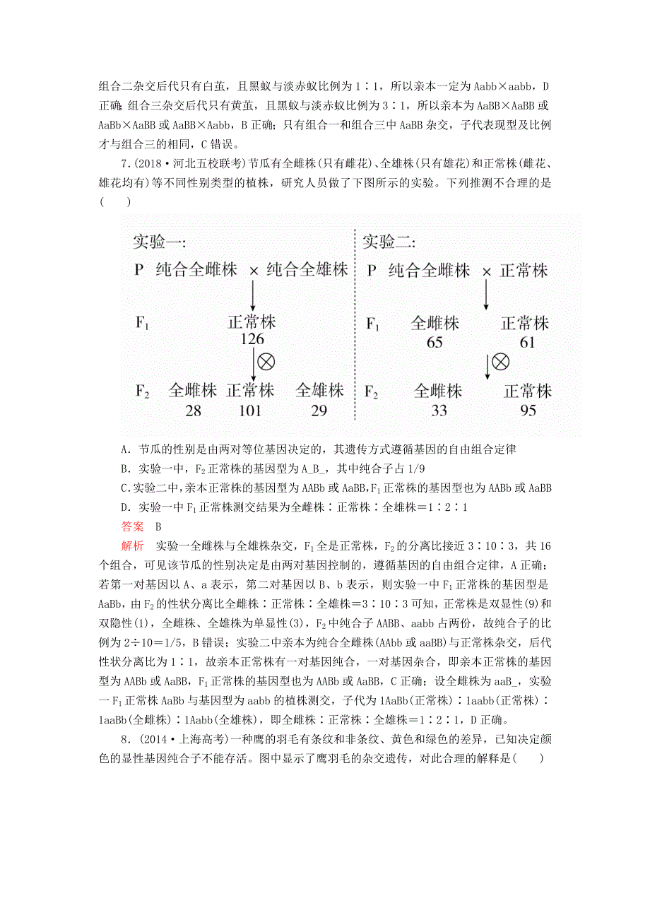 2022年高考生物一轮复习 第五单元 第16讲 基因的自由组合定律课时作业（含解析）（必修2）_第3页