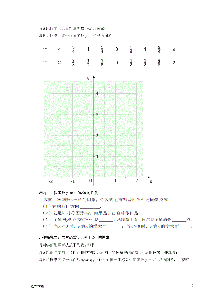 《二次函数的图像和性质》教案_第2页