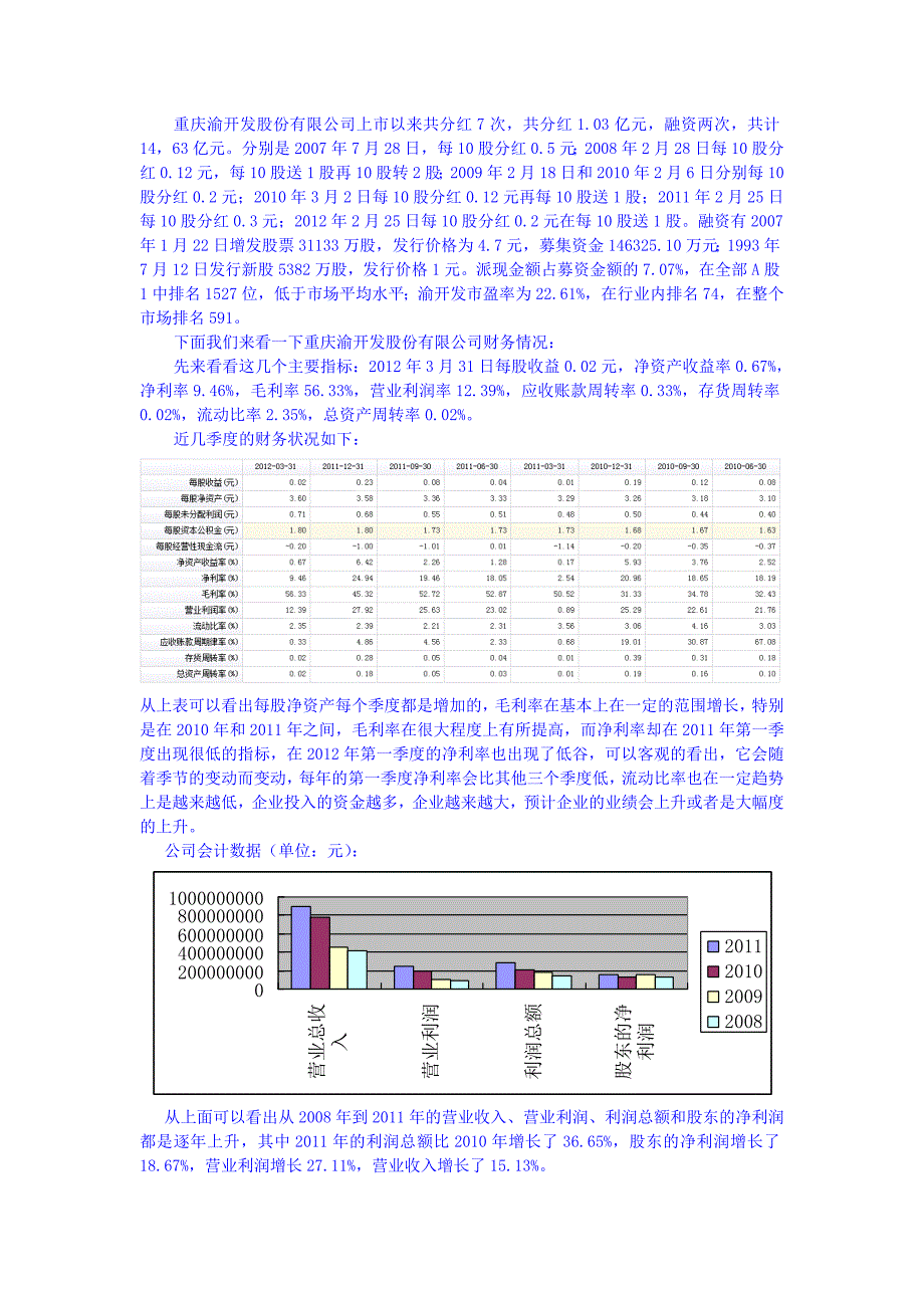 重庆渝开发股份有限公司财务情况分析_第2页
