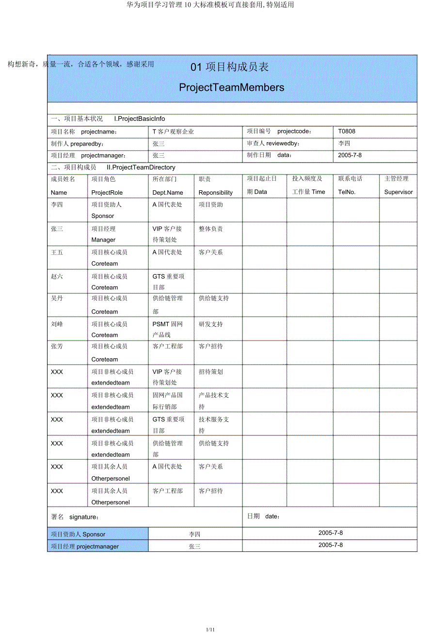 华为项目管理10大模板可直接套用非常实用.docx_第1页