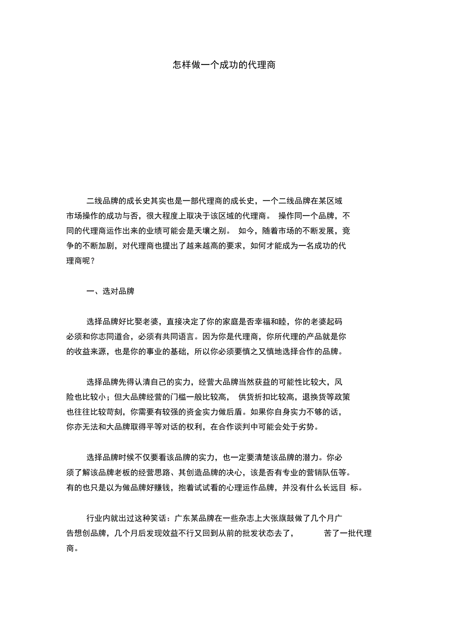 怎样做一个成功的代理商-总结报告模板_第1页