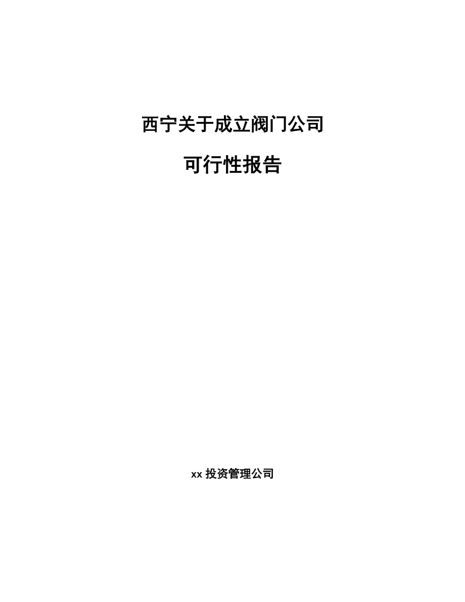 西宁关于成立阀门公司报告_第1页