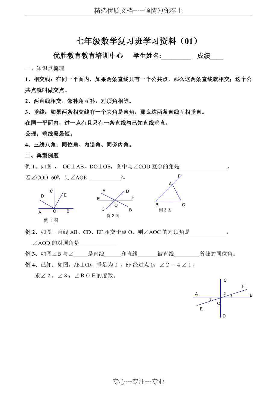 人教版初一数学下册全册复习资料_第1页