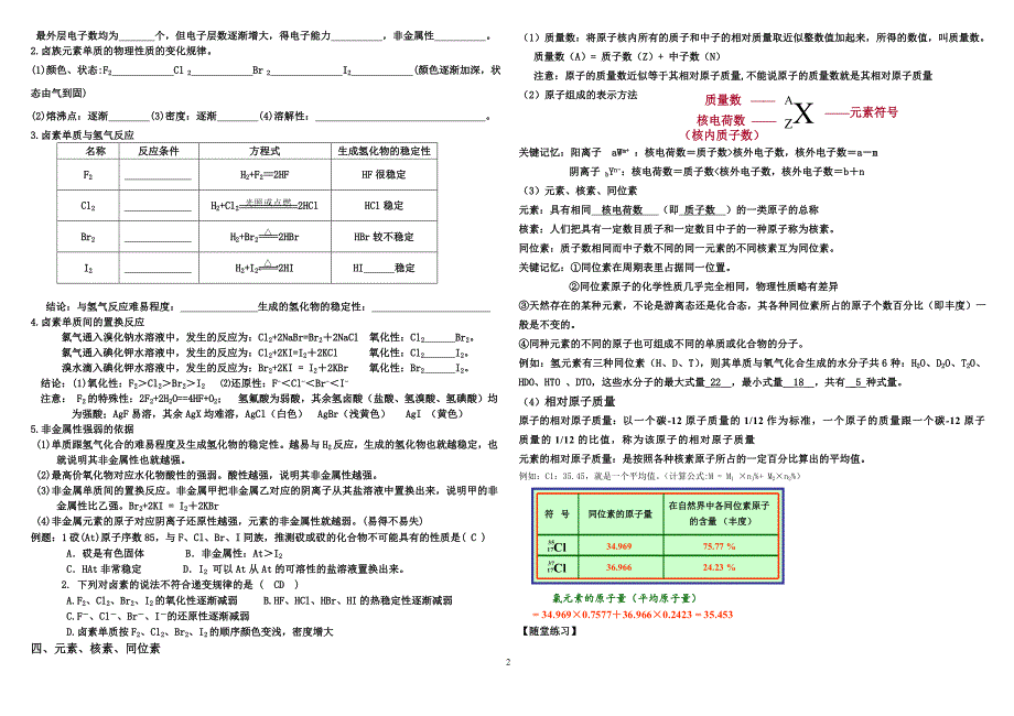 高一化学元素周期表知识点总结_第2页