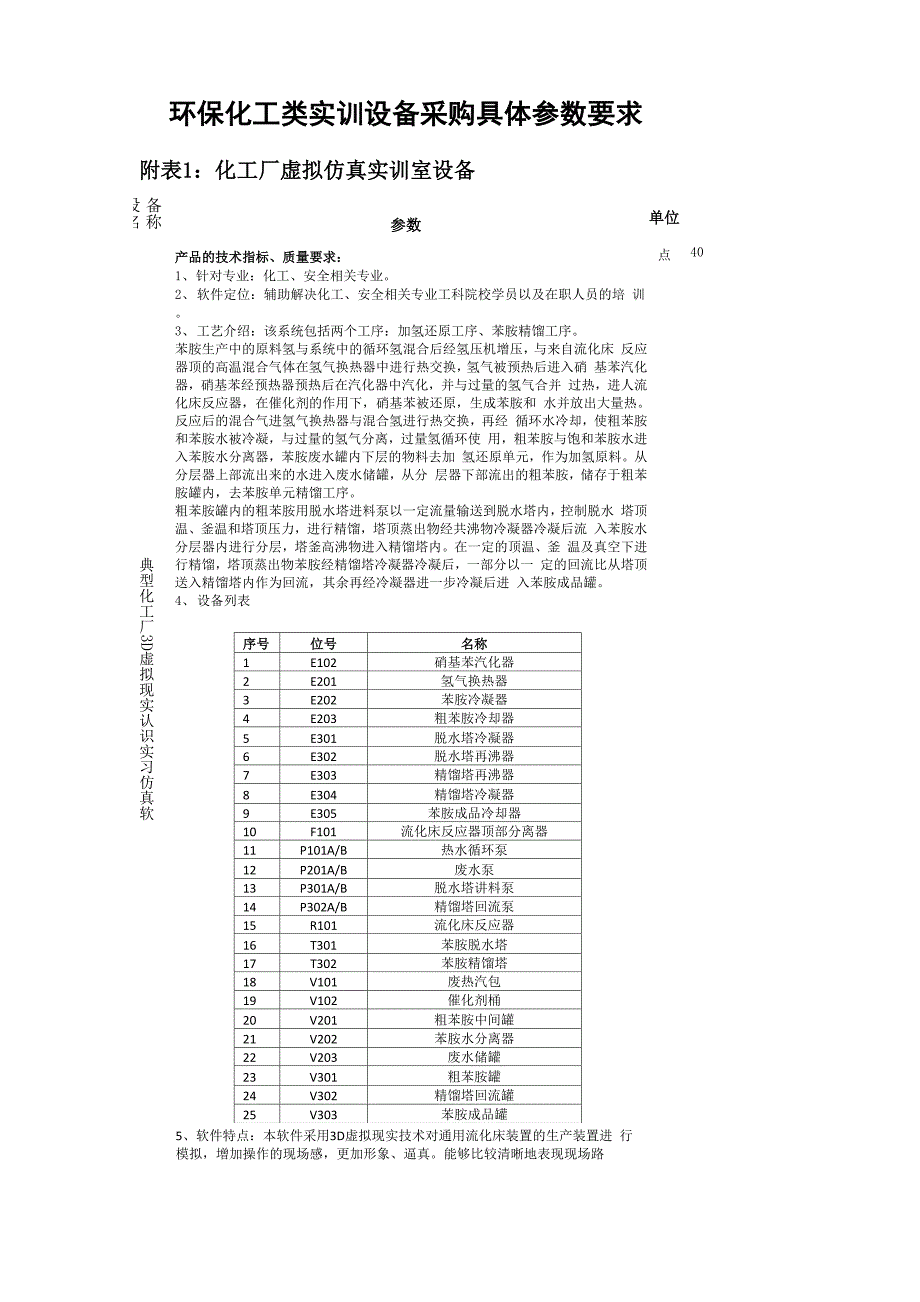 环保化工类实训设备采购具体参数要求_第1页