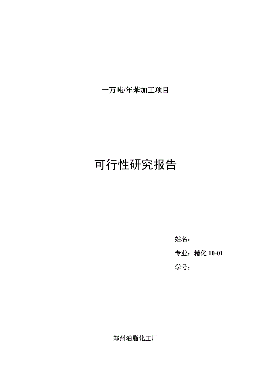 一万吨年苯加工项目可行性方案.doc_第2页