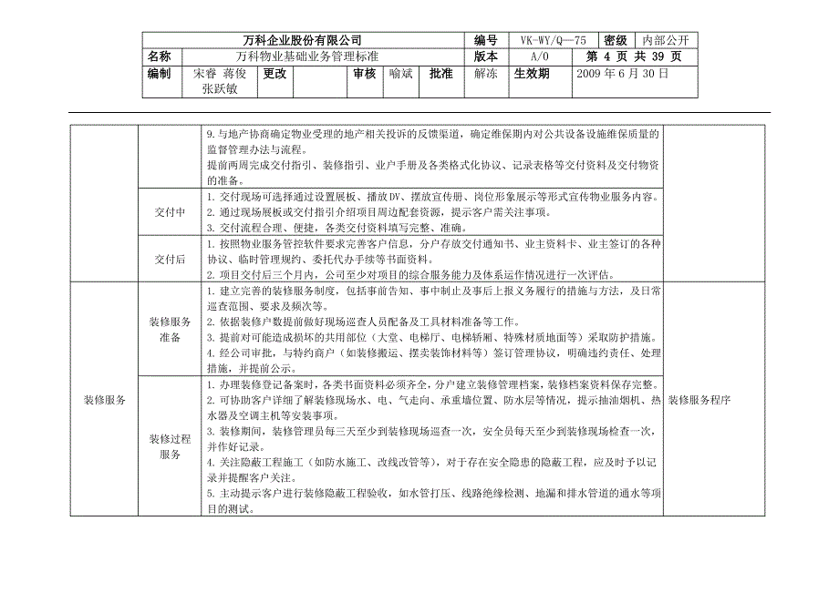 万科物业基础业务管理服务标准_第4页