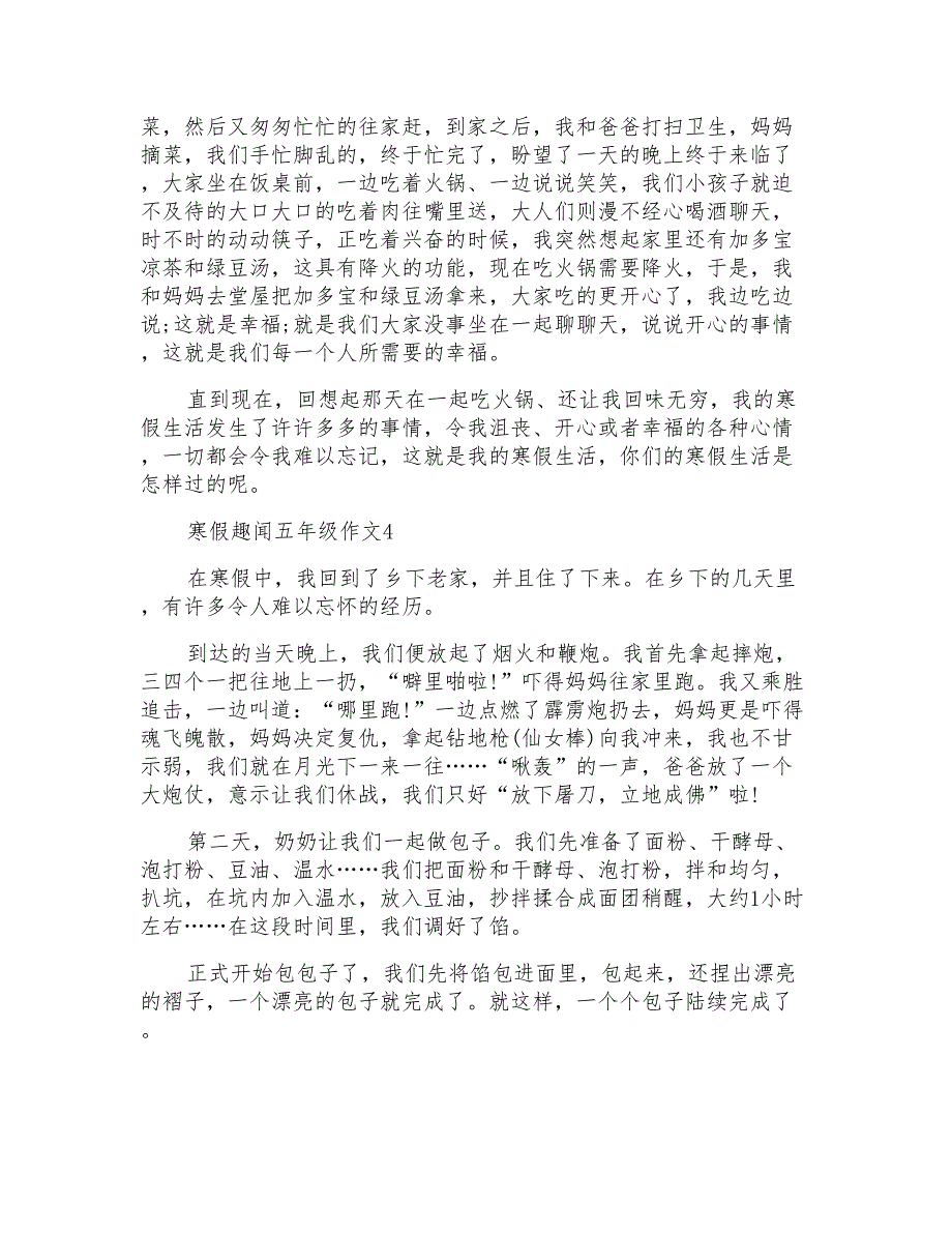 寒假趣闻五年级作文6篇_第3页