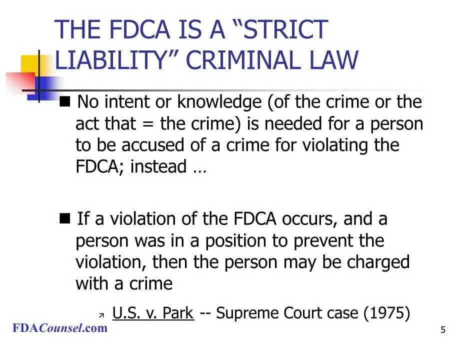 FEDERAL CRIMINAL LAWFDA Attorney 》》 FDA Lawyer 联邦刑法FDA律师》》FDA律师_第5页