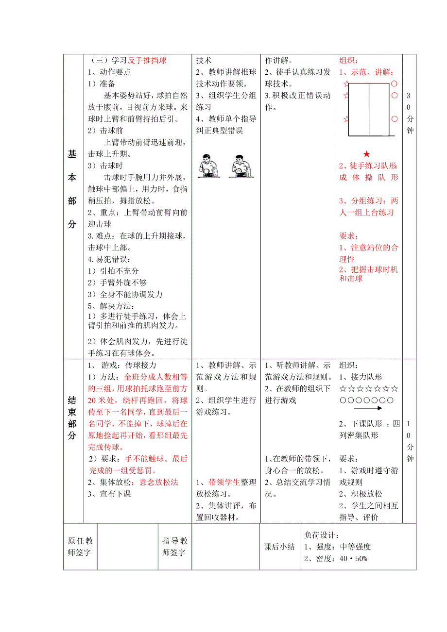 乒乓球平击发球及正手推球教案_第3页