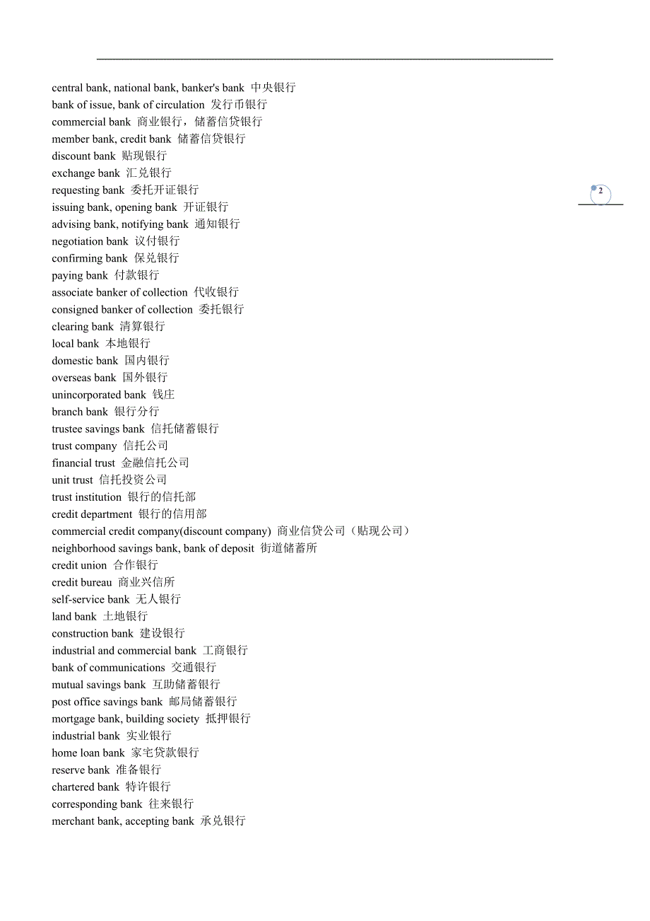 银行招聘笔试英语部分知识点--常见银行考试英语词汇(各种银行术语和句子全面介绍).doc_第2页