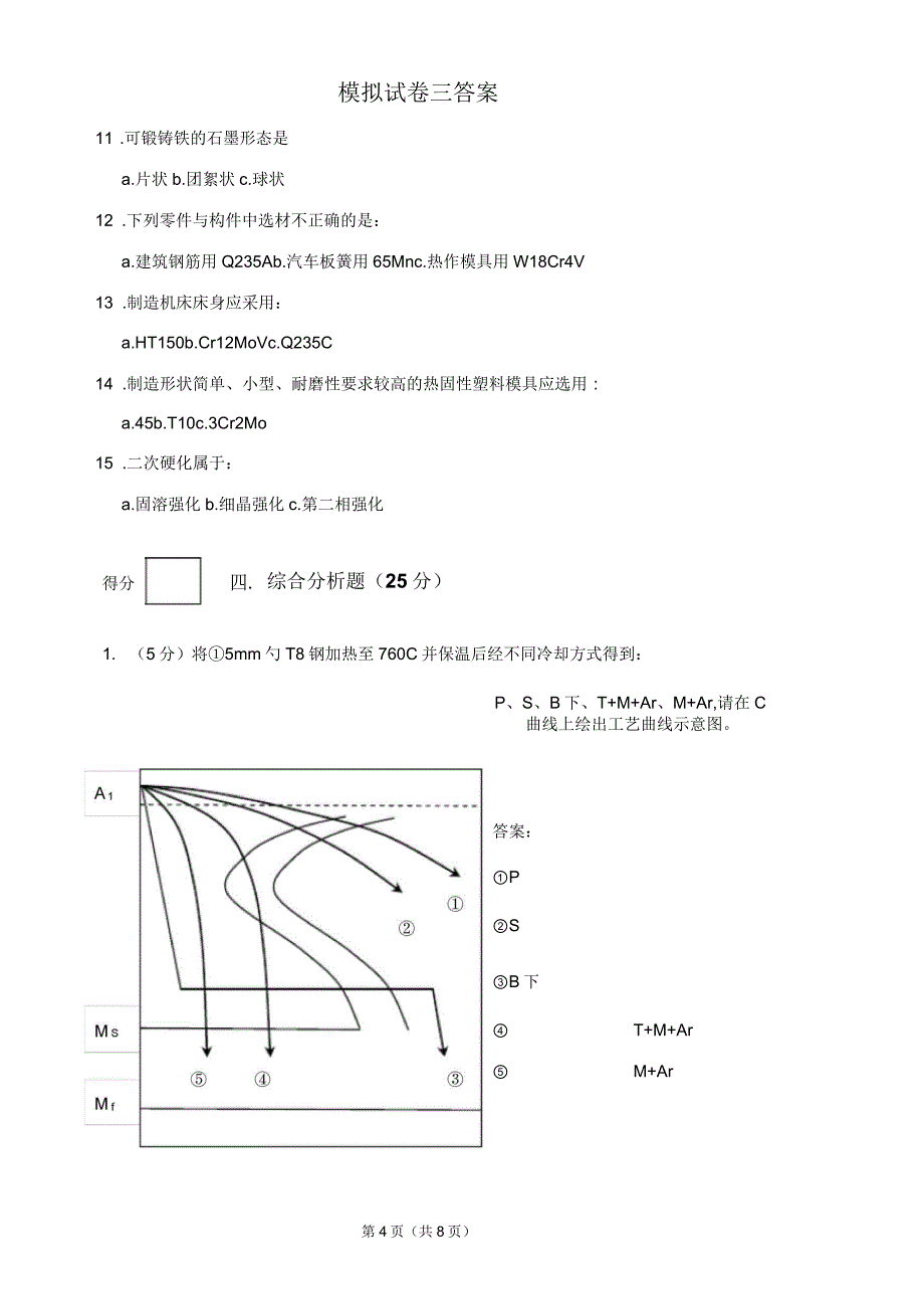 工程材料试卷试卷三答案_第4页