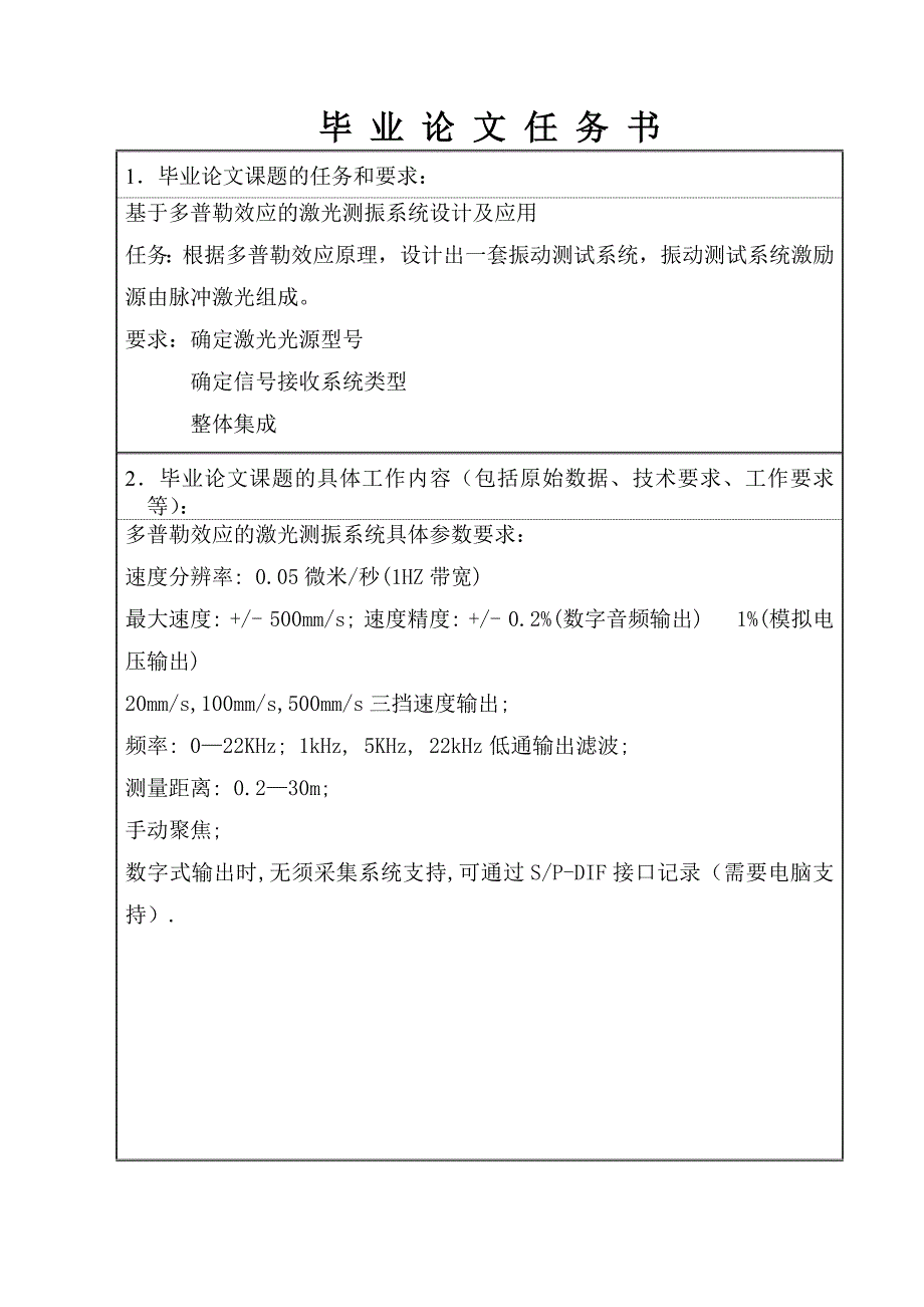 基于多普勒效应的激光测振系统设计任务书_第3页