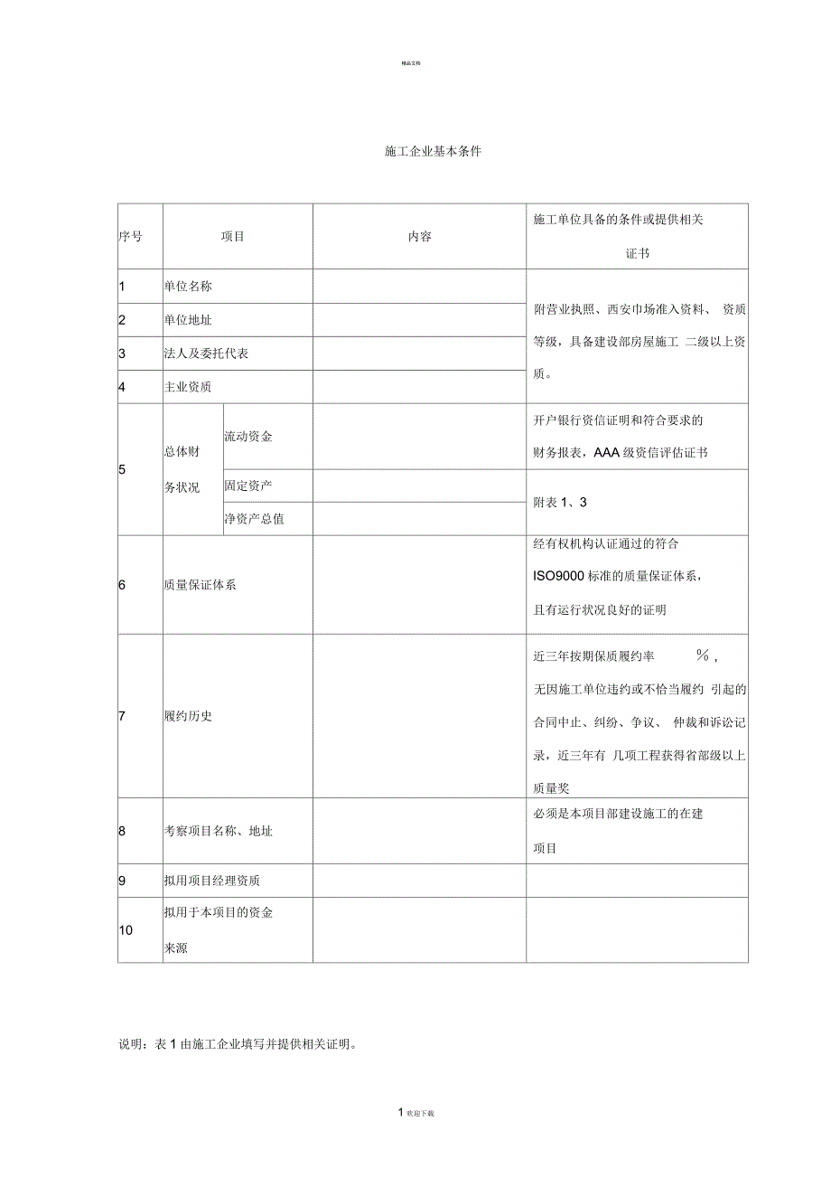 施工单位考察办法表_第1页