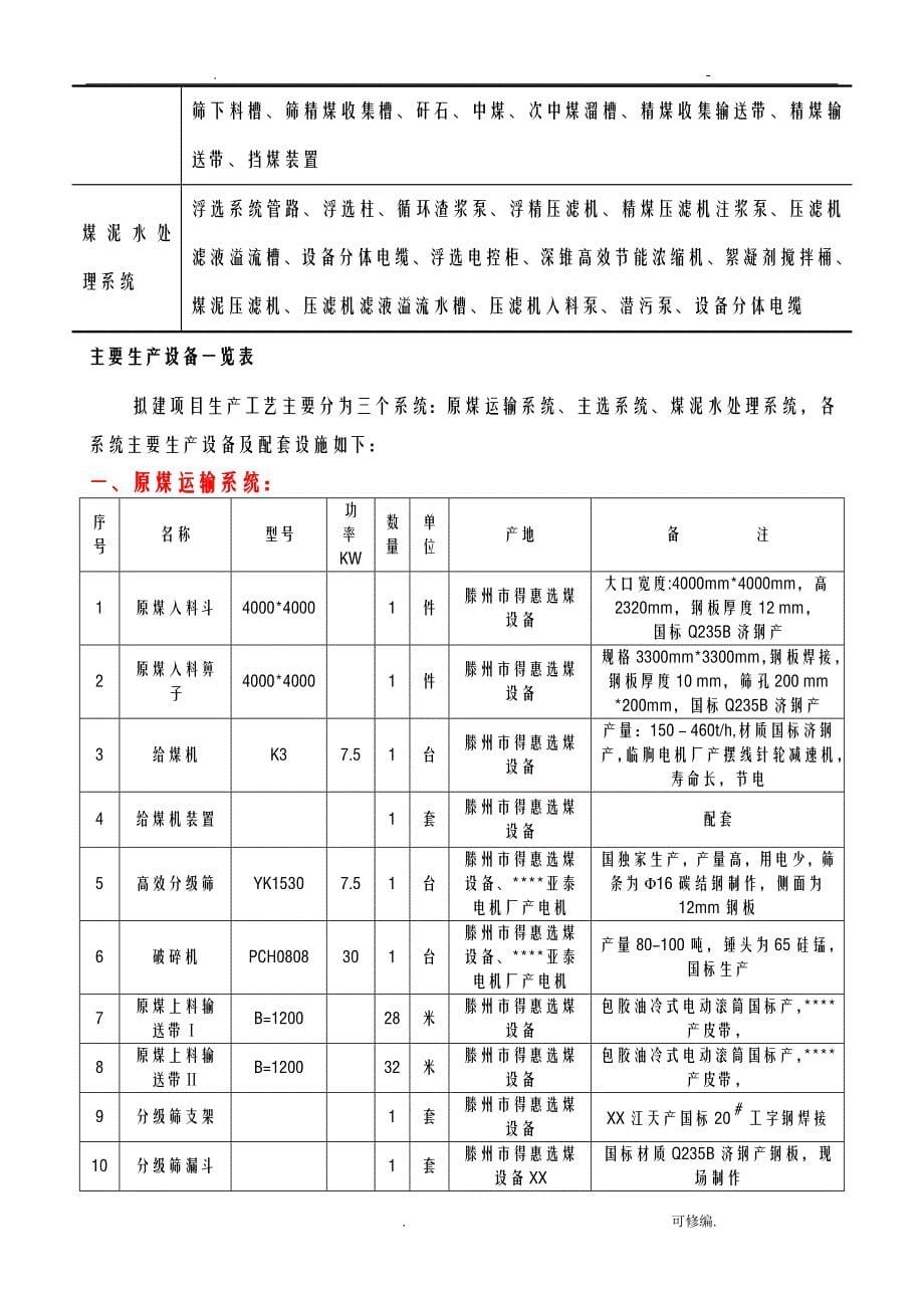 洗煤厂工艺设计及设备_第5页