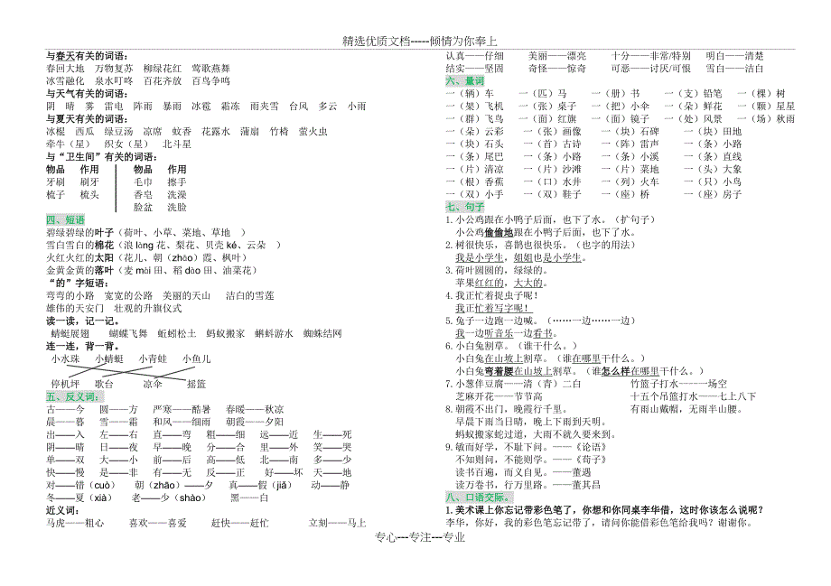 部编版一年级语文下册期末复习资料(共5页)_第2页